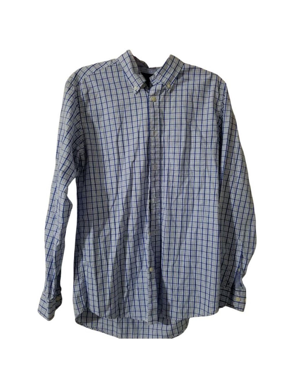 Tommy Hilfiger Mens Blue & White Plaid Button-Down Shirt Size Small Long Sleeve